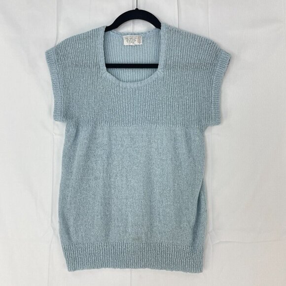 Vintage The May Co. Blue‎ Short Sleeve Shirt Womens Stretch Knit Size Large - Picture 1 of 6